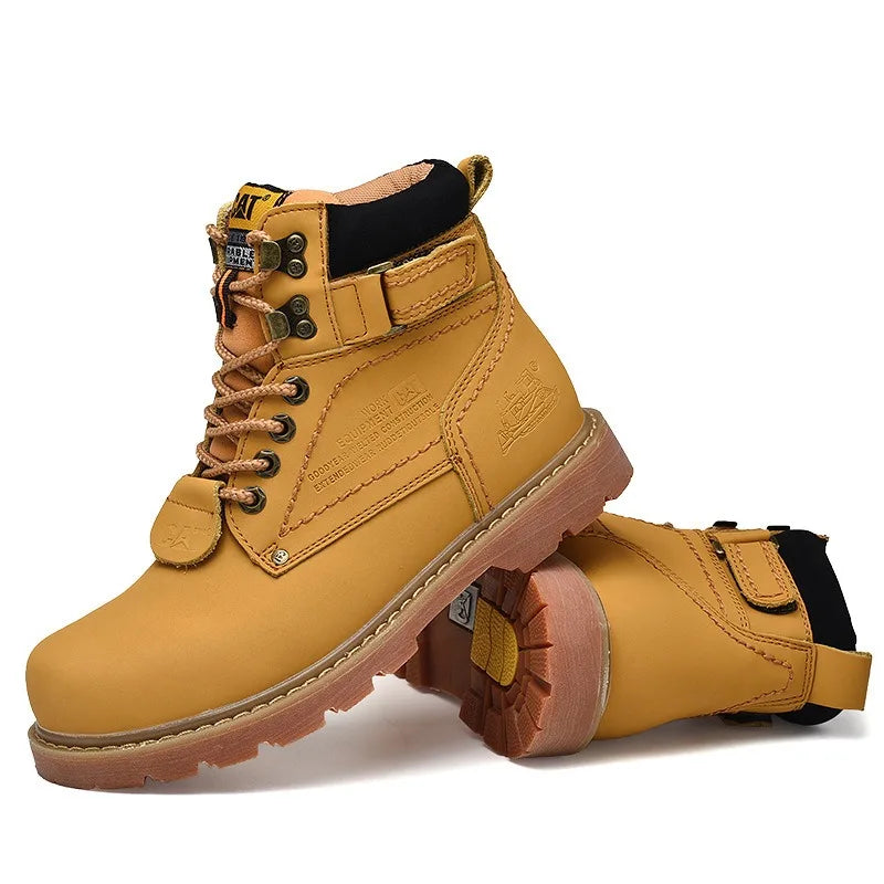 Genuine Leather Mens Women Winter Ankle Military Treking Snow Yellow Tactical Boots Outdoor for Men Work Shoes Sneakers